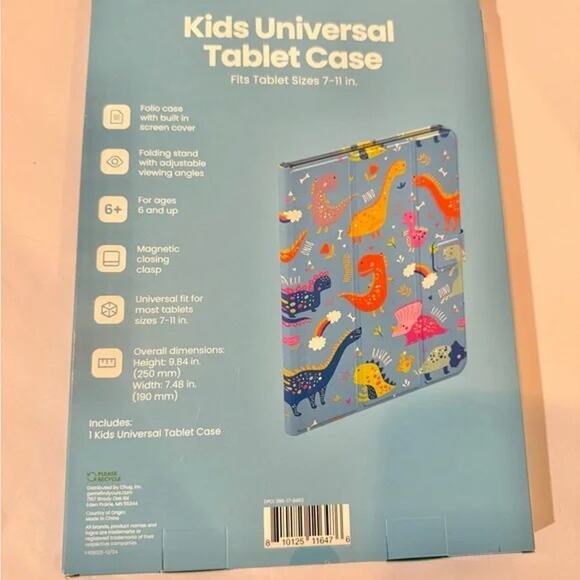 Kids Universal Tablet Case (7-11in) Dinosaur Folio w/Stand & Screen Cove - Picture 3 of 4